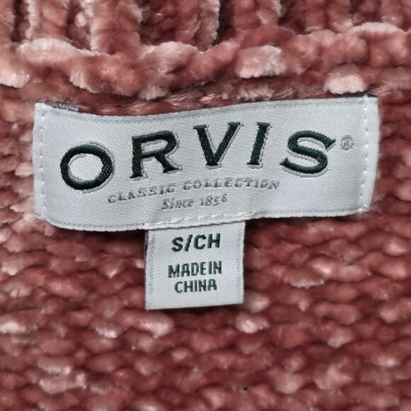 Orvis Sweater Women’s Small Pink Long Sleeves Polyester Crew Neck - Picture 2 of 6